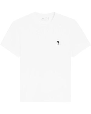 Ami Paris Tops ,Wit ,Katoen T-Shirt Met Ronde Hals