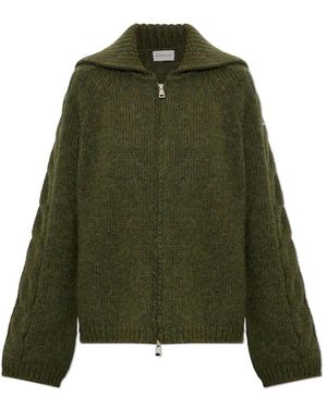 Moncler Truien & Vesten ,Groen ,Wol Logo Patch Sweater