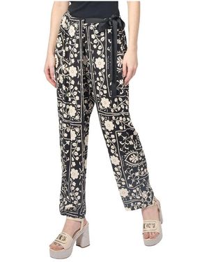 Manila Grace Schwarze Mom-Fit Popeline Hose