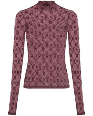 Marine Serre Mesh Flock Second Skin Highneck Top - Lila