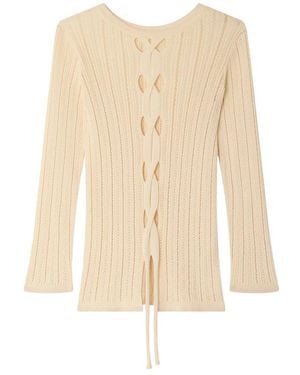 Sessun Ronde Hals Gebreid - Naturel