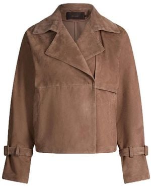 Windsor. Lammvelours Trench Lederjacke - Bruin