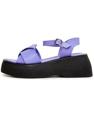 CESARE GASPARI Leren Platform Sandalen - Blauw