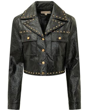 Michael Kors Nieten-Bikerjacke Aus Kunstleder - Schwarz