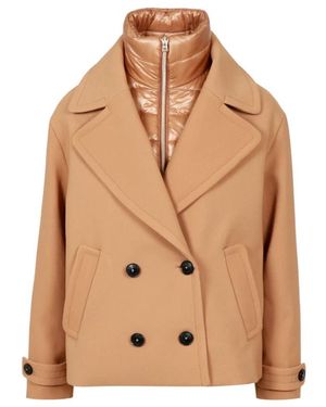 Herno Pea Coat Aus 2-Lagigem Scuba Und Nylon Ultralight - Natur