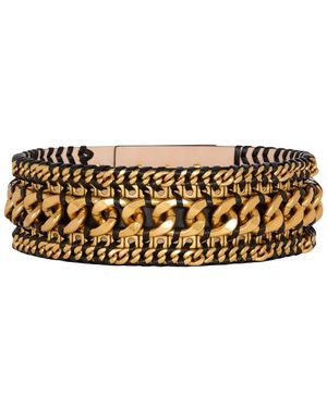 Balmain Breiter Taillengürtel Aus Geflochtenen Ketten Und Leder - Mettallic