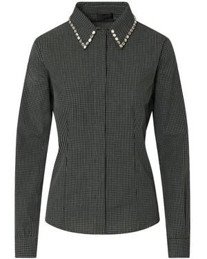 Liu Jo Overhemden ,Groen ,Katoen Geruite Blouse Met Juwelenkraag - Grijs