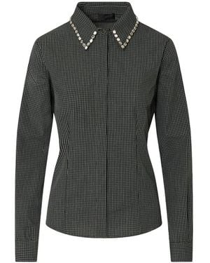 Liu Jo Overhemden ,Groen ,Katoen Geruite Blouse Met Juwelenkraag - Grijs