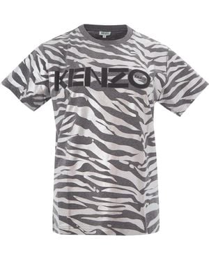 KENZO Tops ,Veelkleurig ,Katoen Zacht Katoenen T-Shirt - Grijs