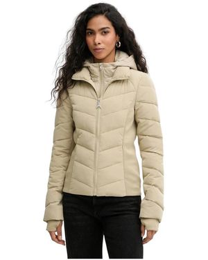 Patrizia Pepe Jassen ,Leer Donsjack Met Capuchon - Naturel