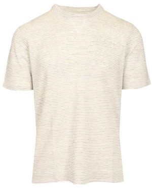 Fedeli Super Linnen Katoen Gestreept T-Shirt - Wit