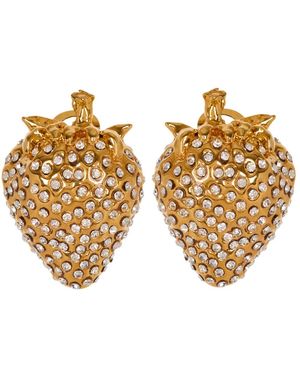 Balmain Strawberry Messing En Strass Oorbellen - Metallic