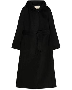 Pennyblack Jassen ,Zwart ,Wol Midi Ceintuurjas