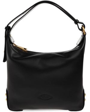 Tod's Tassen ,Zwart ,Leer Mini Leren Tas Met Metalen Stippen