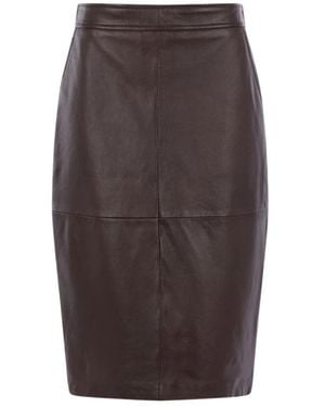 Max Mara Bleistiftrock Aus Hammered-Leder - Braun