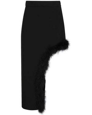 Amen Falda midi con ribete de plumas - Negro