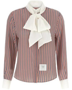 Thom Browne Gestreepte Zijde Blouse - Roze