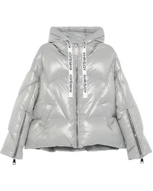 Khrisjoy Glänzende Silber Puffer Daunenjacke - Grau