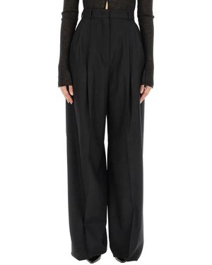 Sportmax Wijde Palazzo Broek Van Wolmix - Zwart