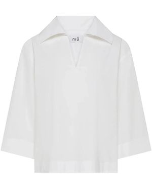 Niu Oversize Monochrome Shirt - Wit