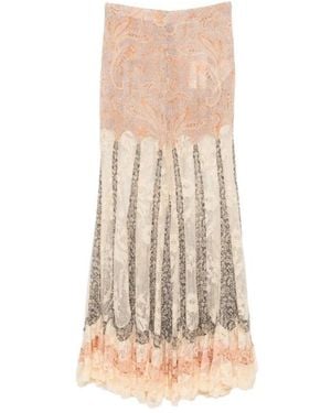 Zimmermann Broeken ,Roze ,Valiant Panelled Flare Zijden Broek - Naturel