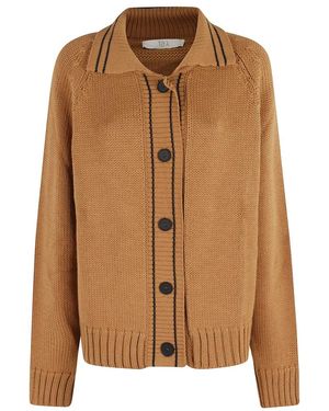 Tela Truien & Vesten ,Bruin ,Wol Paarse Canvas Vest Bruine Wolmix