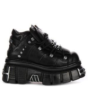 New Rock Lace-Up Boots - Black