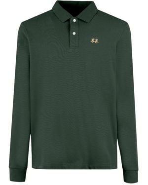 La Martina Piqué Poloshirt Met Geborduurd Logo - Groen
