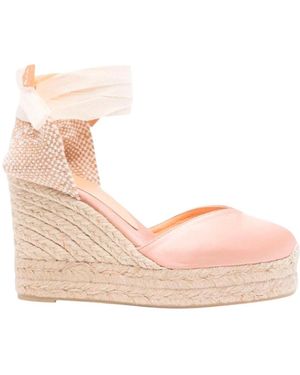 Castañer Espadrilles Mit Satinband Und Jutekeil - Pink