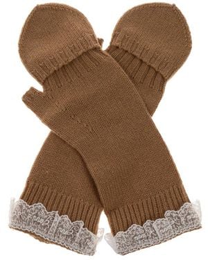 Ganni Handschuhe Mit Spitzendetail - Braun