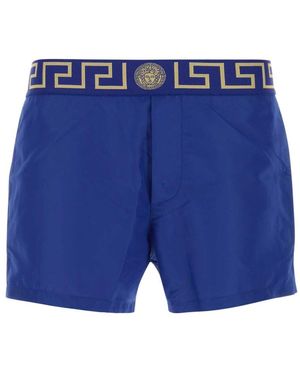 Versace Elektrisch Blaue Polyester-Badehosen