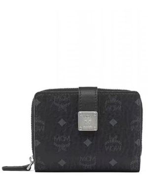 MCM Aren Visetos Brass Plate Wallet - Zwart