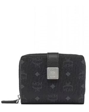 MCM Aren Visetos Brass Plate Wallet - Zwart