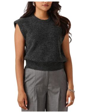 Another Label Truien & Vesten ,Grijs ,Indra Gebreide Trui L/Sweater - Zwart