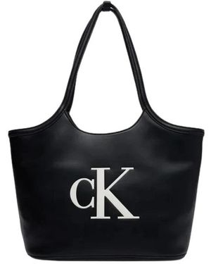 Calvin Klein Tassen ,Zwart ,Signature Monogram Laptop Tote Bag