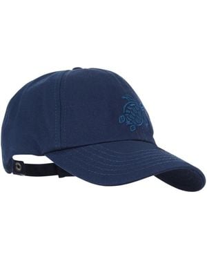 Vilebrequin Cappello in cotone unisex con tartaruga ricamata - Blu
