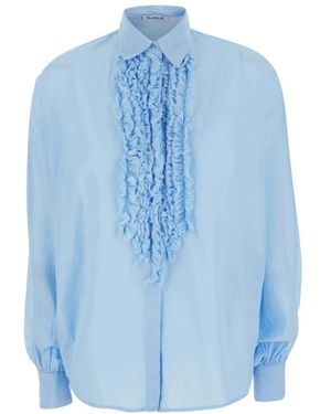 SOSUE Blouse Met Ruches En V-Hals - Blauw