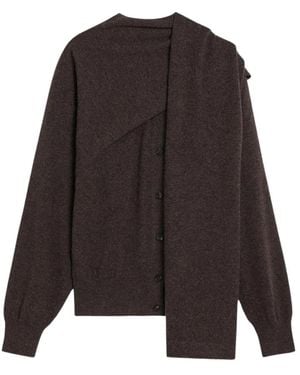 Ferragamo Cashmere Cardigan Met Sjaaldetail - Bruin