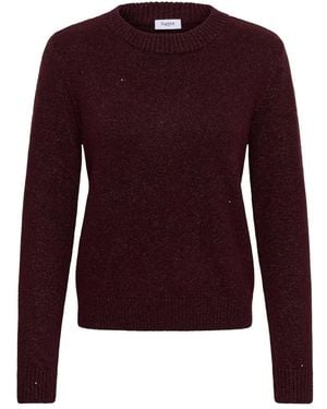 Saint Tropez Truien & Vesten ,Bruin ,Leer Mila R-Neck Pullover - Paars