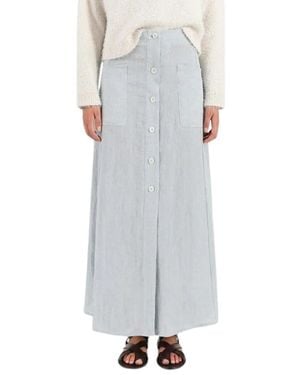 MASSCOB Leinen Midi Knopfrock - Grau