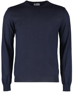THE (Alphabet) Kasjmier Crew-Neck Sweater Met Zijdeblend - Blauw