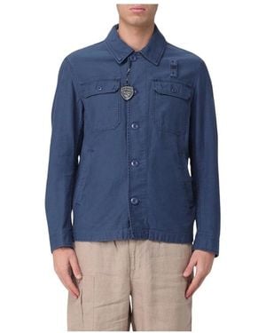 Blauer Jassen ,Blauw ,Katoen Cotton Shirt Jacket