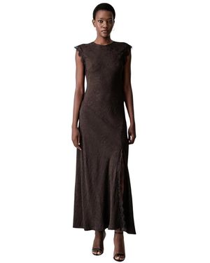 Pinko Kleedjes ,Bruin ,Alpinia Maxi Jurk - Zwart