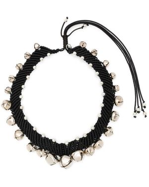 Niccolò Pasqualetti Geflochtenes Band Glockencharme Armband - Schwarz