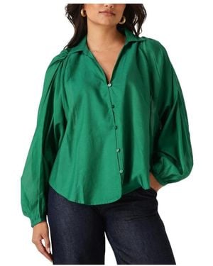 Pom Overhemden ,Groen ,Groene Lena Meadow Blouse