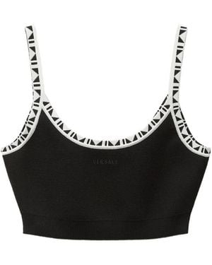 Versace Medusa Print Strick Crop Top - Schwarz