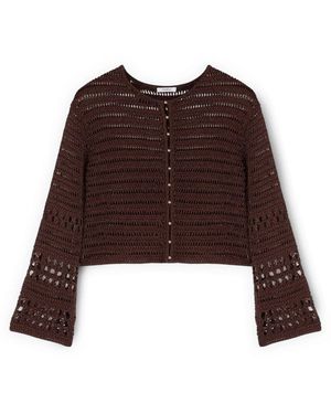 mötivi Truien & Vesten ,Bruin ,Polyester Opengebreid Vest Met Lurex Blend