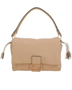 Fendi Lichtroze Leren Handtas Met Gouden Hardware - Naturel