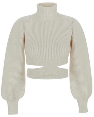 ANDREA ADAMO Modischer Cropped Sweater - Weiß