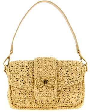 Twinset Tassen ,Leer Tracolla Raffia Crossbody Bag - Metallic